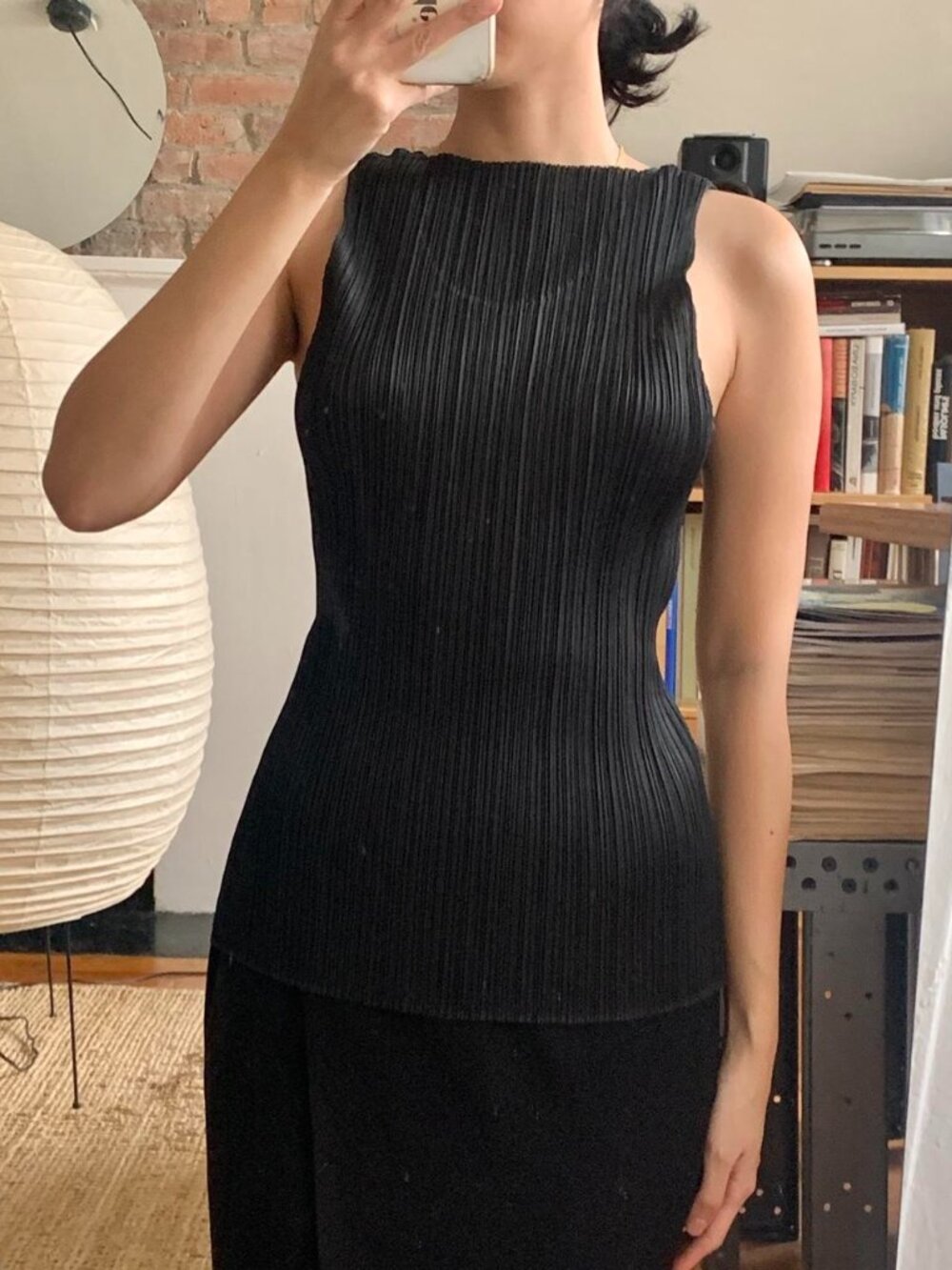Issey Miyake Pleats Please U Neck Tank Black JP3